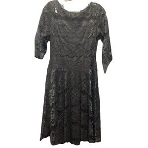 Chaya Black Lace Fit & Flare Dress Elbow Sleeve Size 4P NWT